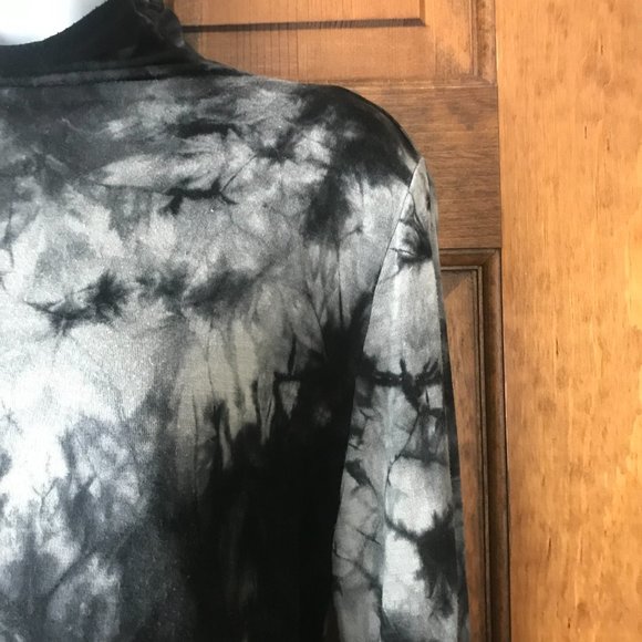 APRLL Black & Gray Tie-Dyed Mock Turtle Long Sleeve Tunic Large - Picture 4 of 13